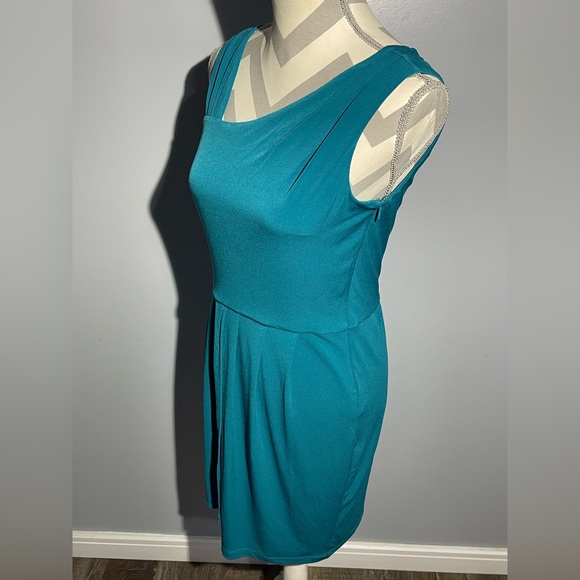 Calvin Klein One Shoulder Teal Dress - Picture 2 of 12
